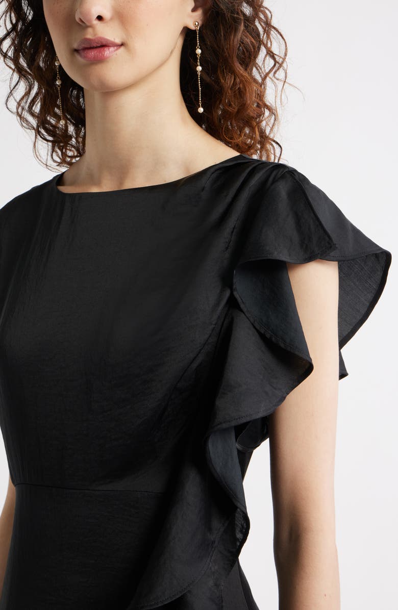 Chelsea28 Asymmetric Ruffle A-Line Dress, Alternate, color, Black