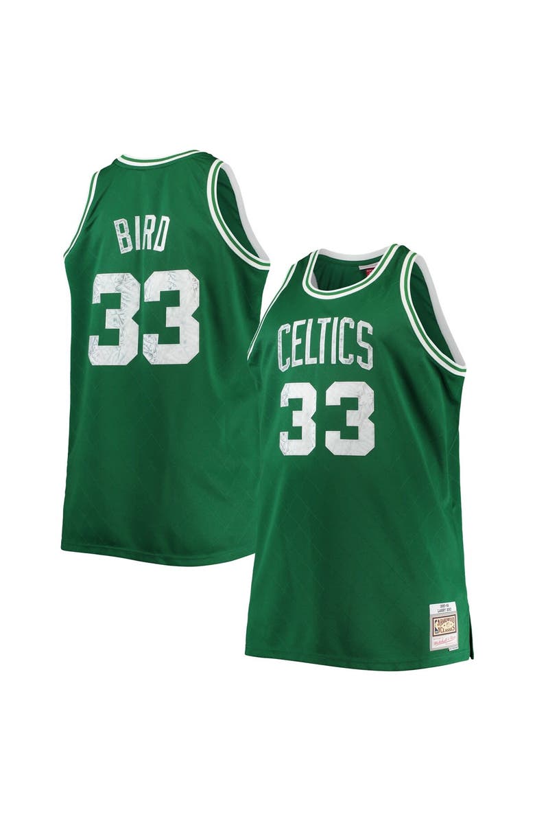 Mitchell & Ness Men's Mitchell & Ness Larry Bird Kelly Green Boston Celtics Big & Tall 1985/86 NBA 75th Anniversary Diamond Swingman Jersey, Alternate, color, 