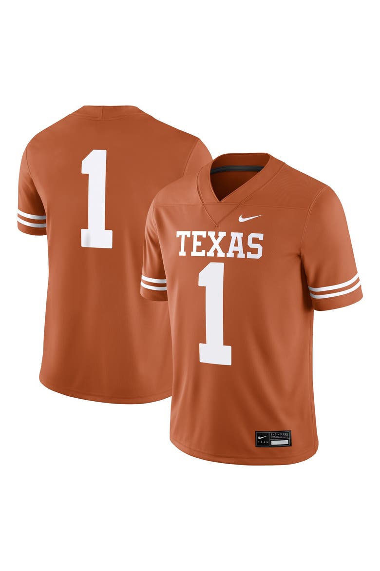 Men's Nike #1 Texas Orange Texas Longhorns Game Jersey, Main, color, Burnt Orange