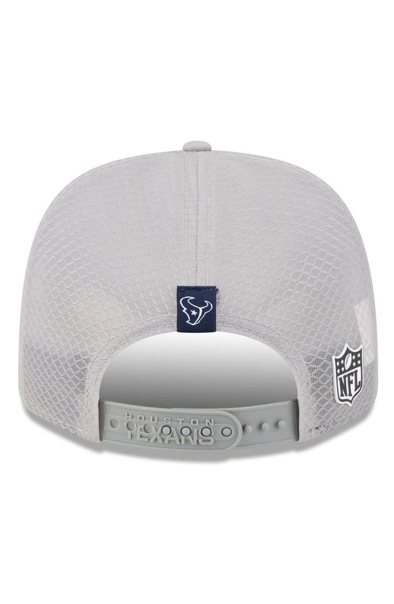 New Era Men's New Era Gray Houston Texans 2025 Sideline H-Town 9SEVENTY Adjustable Trucker Hat, Alternate, color,