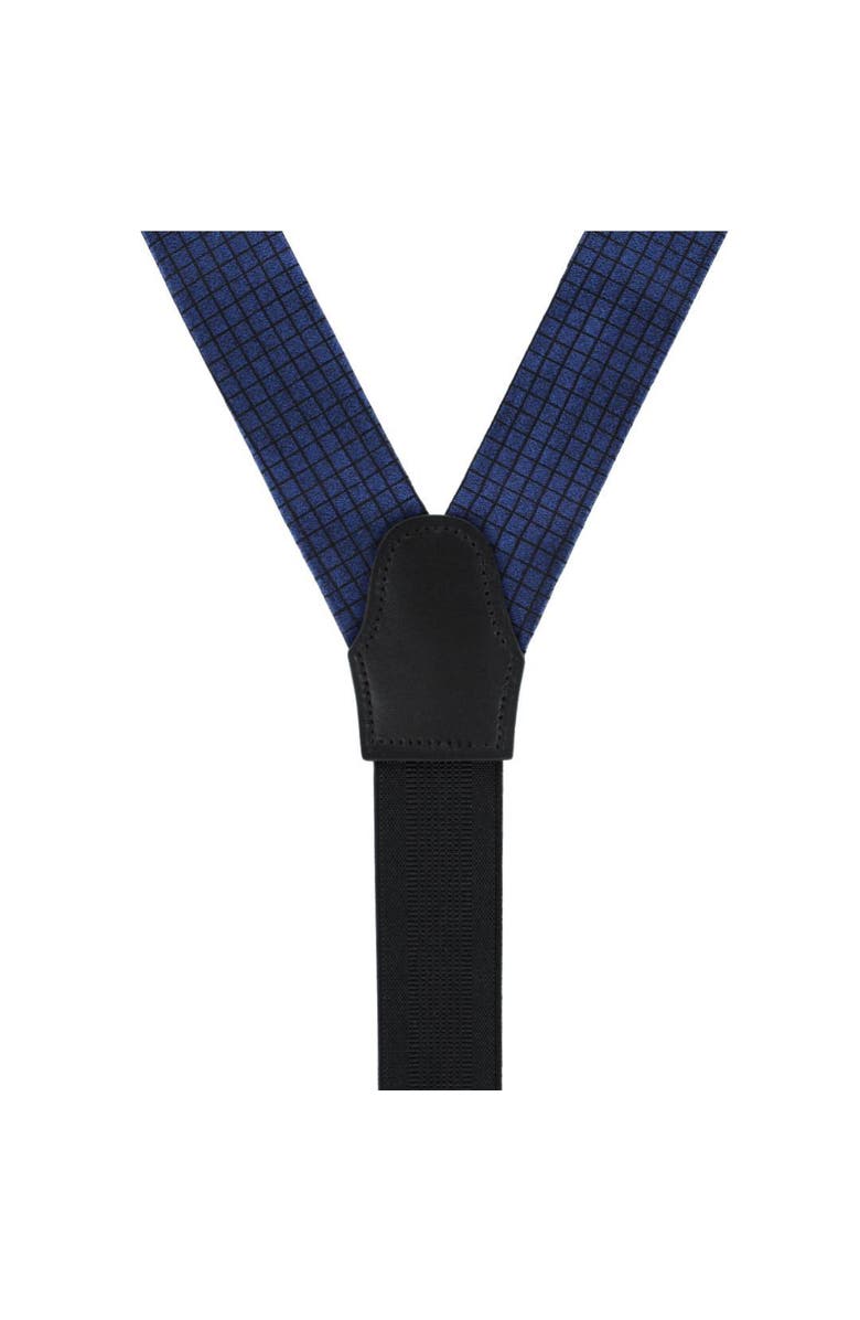 Trafalgar Bradford Neat Square Silk Formal End Suspenders, Alternate, color, Navy Blue