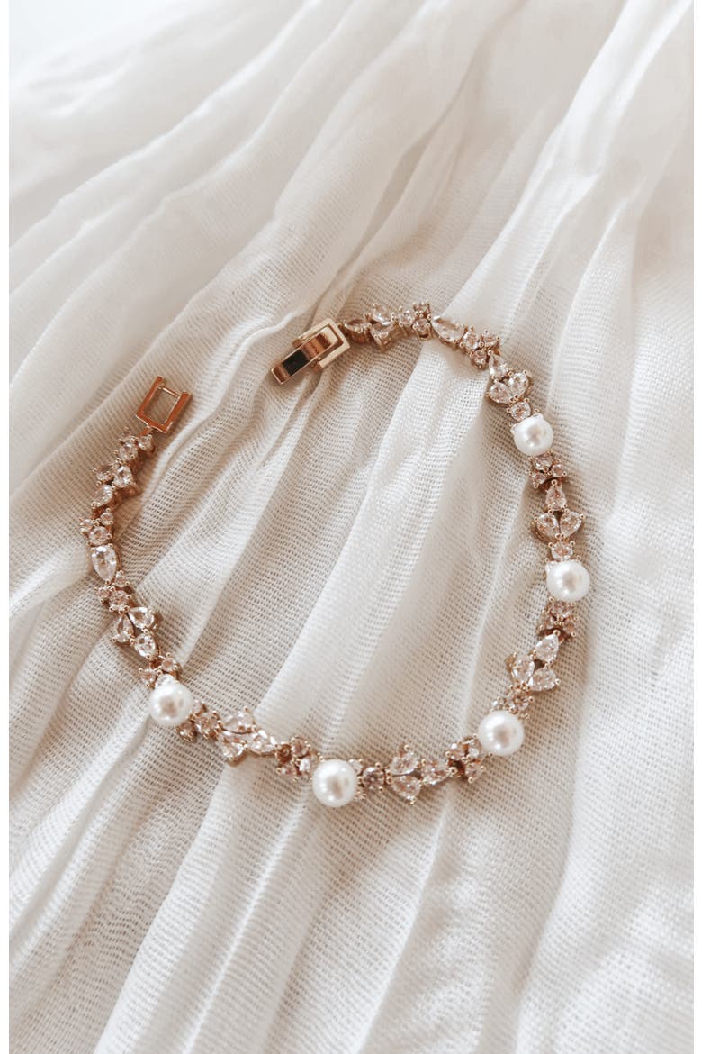 Opulent Pearl and Crystal Bracelet, Alternate, color, Gold
