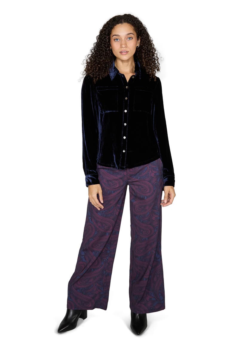 Sylvia Velvet Shirt, Alternate, color, Navy Velvet