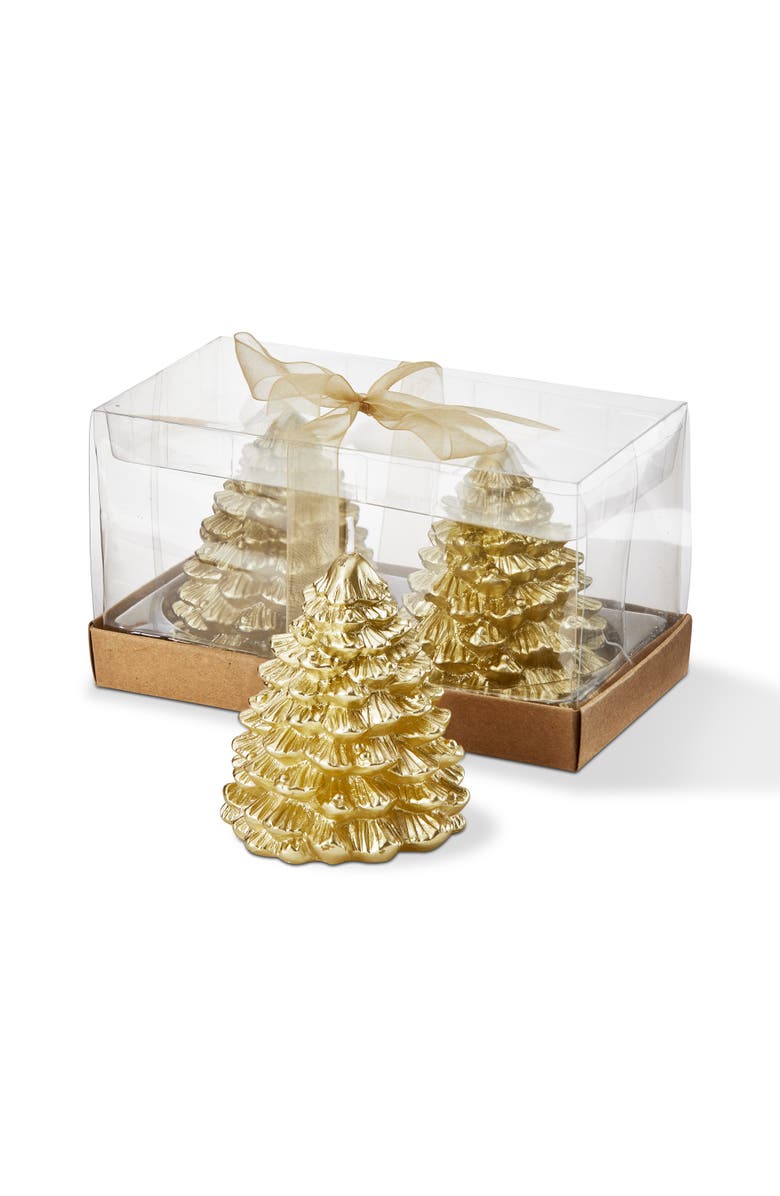 tag Gold Fir Tree Sculpted Candles for Christmas Decor, Main, color, Gold
