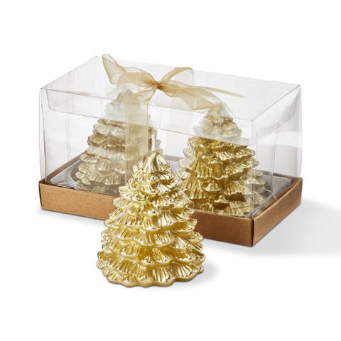 Gold Fir Tree Sculpted Candles for Christmas Decor