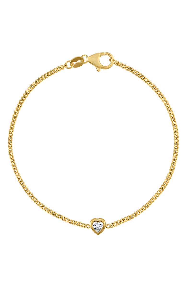 FZN 14K Gold Over Silver Gemstone Heart Charm Bracelet, Main, color, 