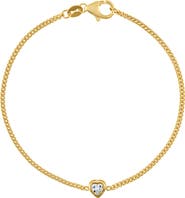 FZN 14K Gold Over Silver Gemstone Heart Charm Bracelet