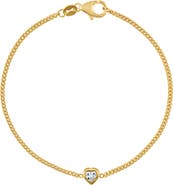 FZN 14K Gold Over Silver Gemstone Heart Charm Bracelet