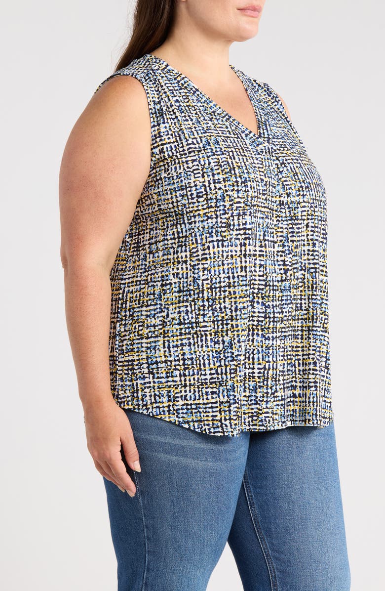 Jones New York Pleat Front Shell Top, Alternate, color, Jones White Multi