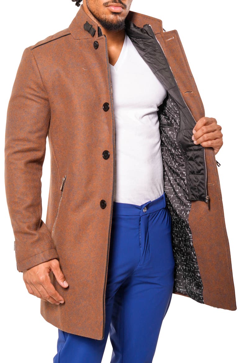 Orange Wool Blend Car Coat with Quilted Bib, Alternate, color, ORANGE