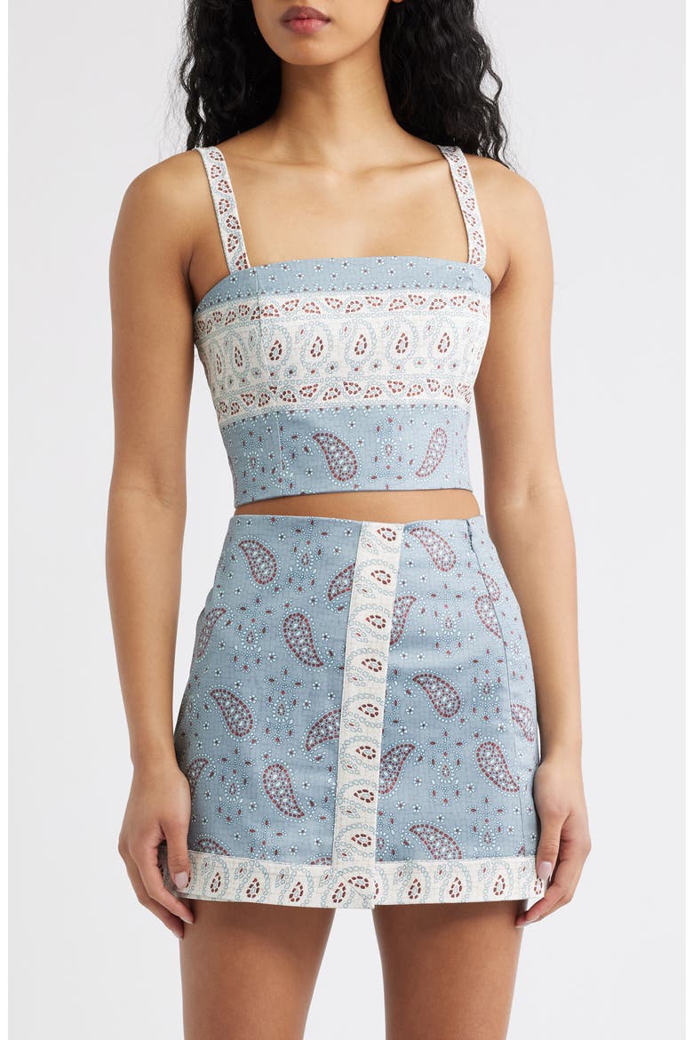 The Anya Paisley Print Crop Tank, Main, color, GEMSTONE MOSAIC DUSTY BLUE