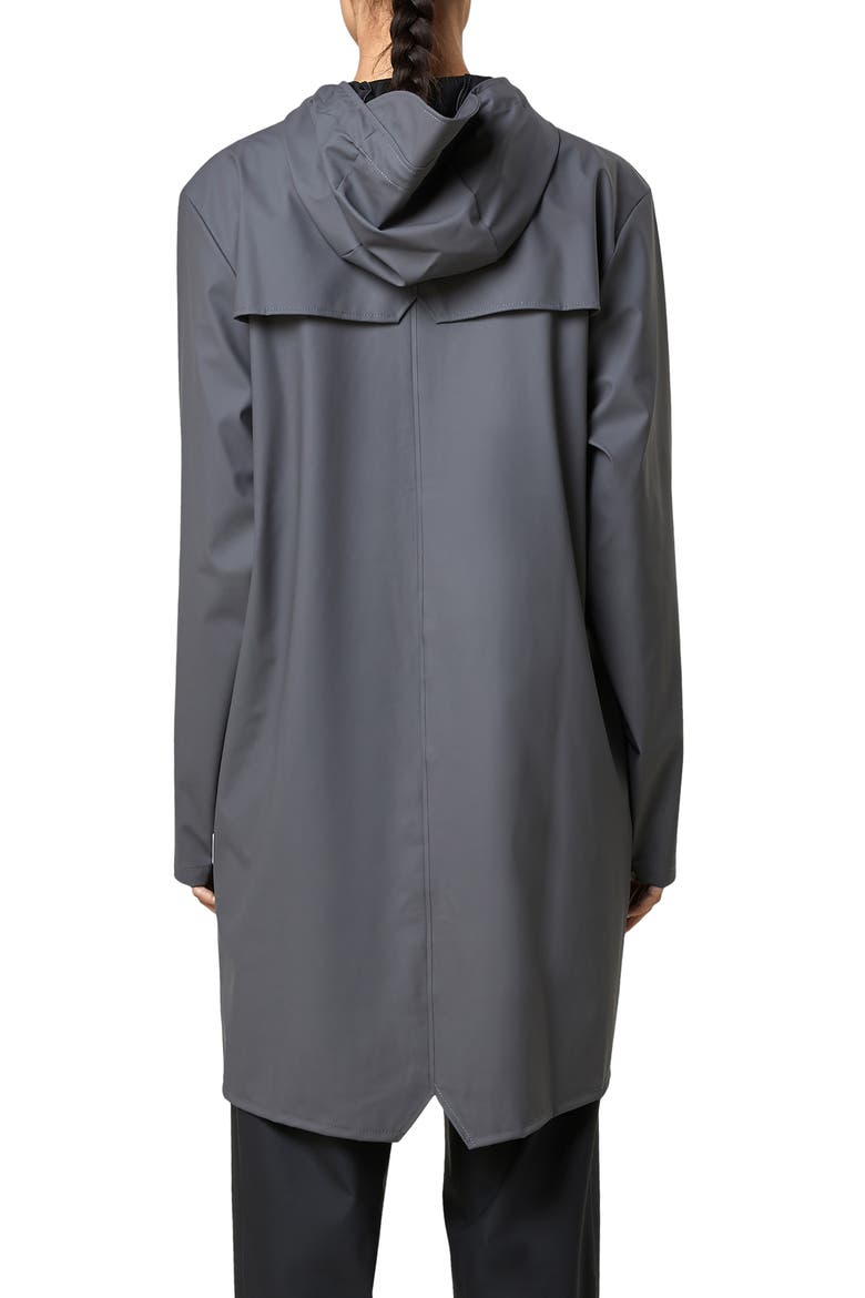 Waterproof Hooded Long Rain Jacket, Alternate, color, CHARCOAL
