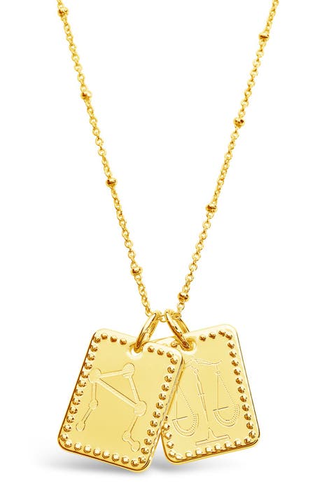 14K Gold Plated Brass Zodiac Tag Necklace - Aries