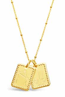 14K Gold Plated Brass Zodiac Tag Necklace - Aries