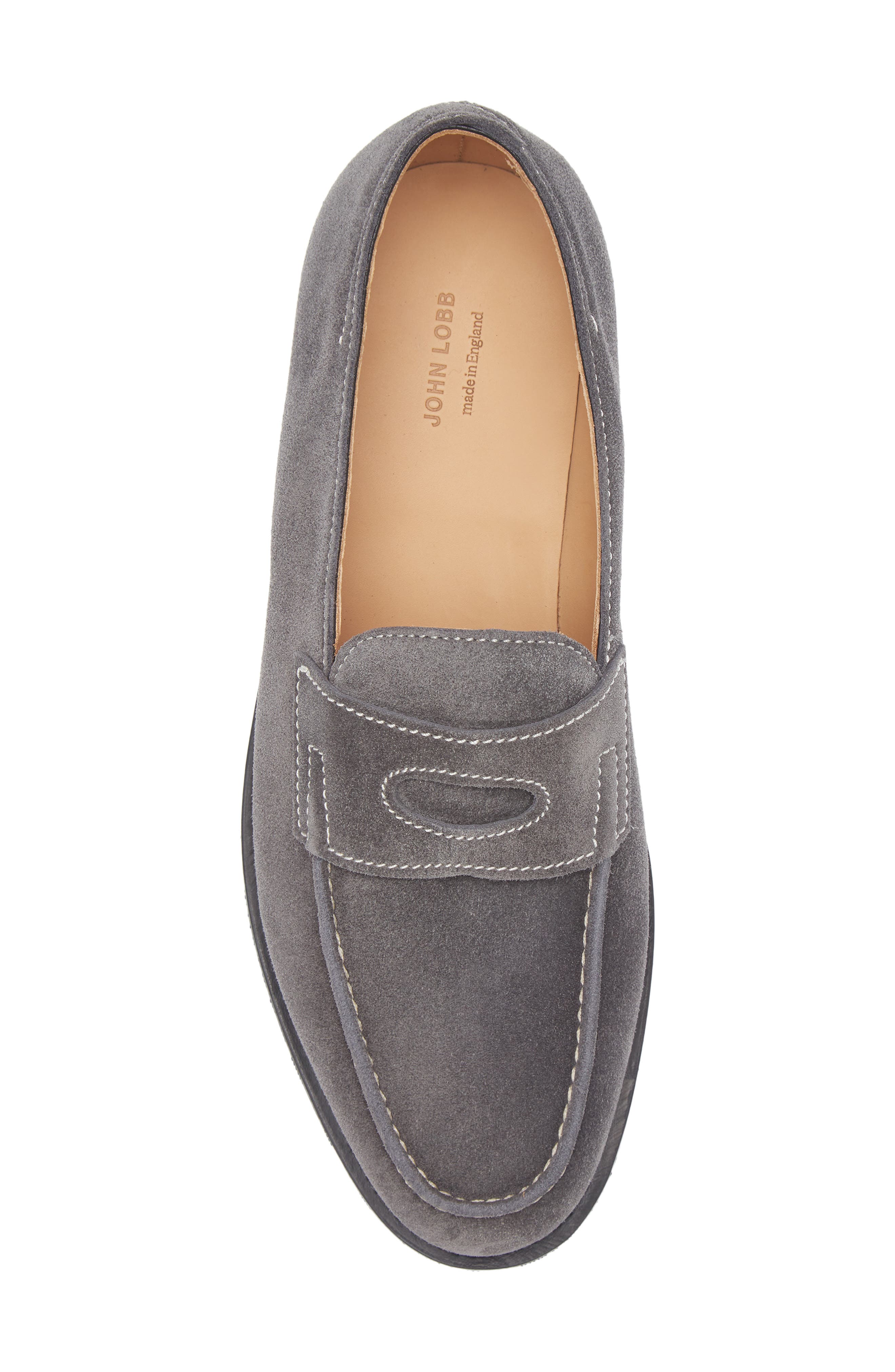 John Lobb Lopez Penny Loafer, Alternate, color, Carbon