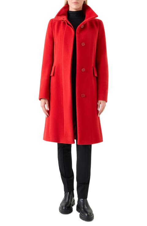 Stand Collar Wool Blend Fleece Coat