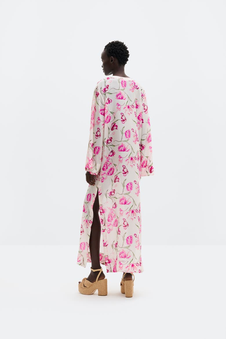 Brenda Silk Maxi Kaftan Dress, Alternate, color, Tulip Pink