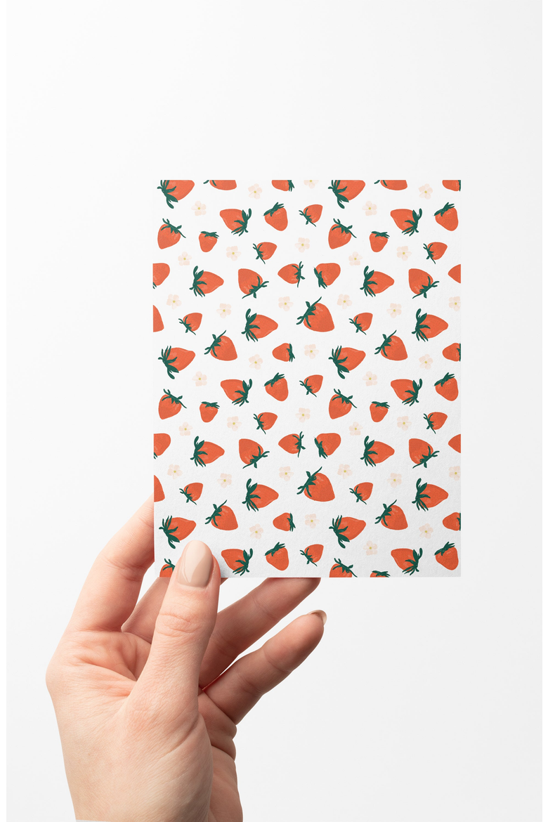 8 Boxed Strawberry Notecards Stationery, Alternate, color, Red / White / Pink