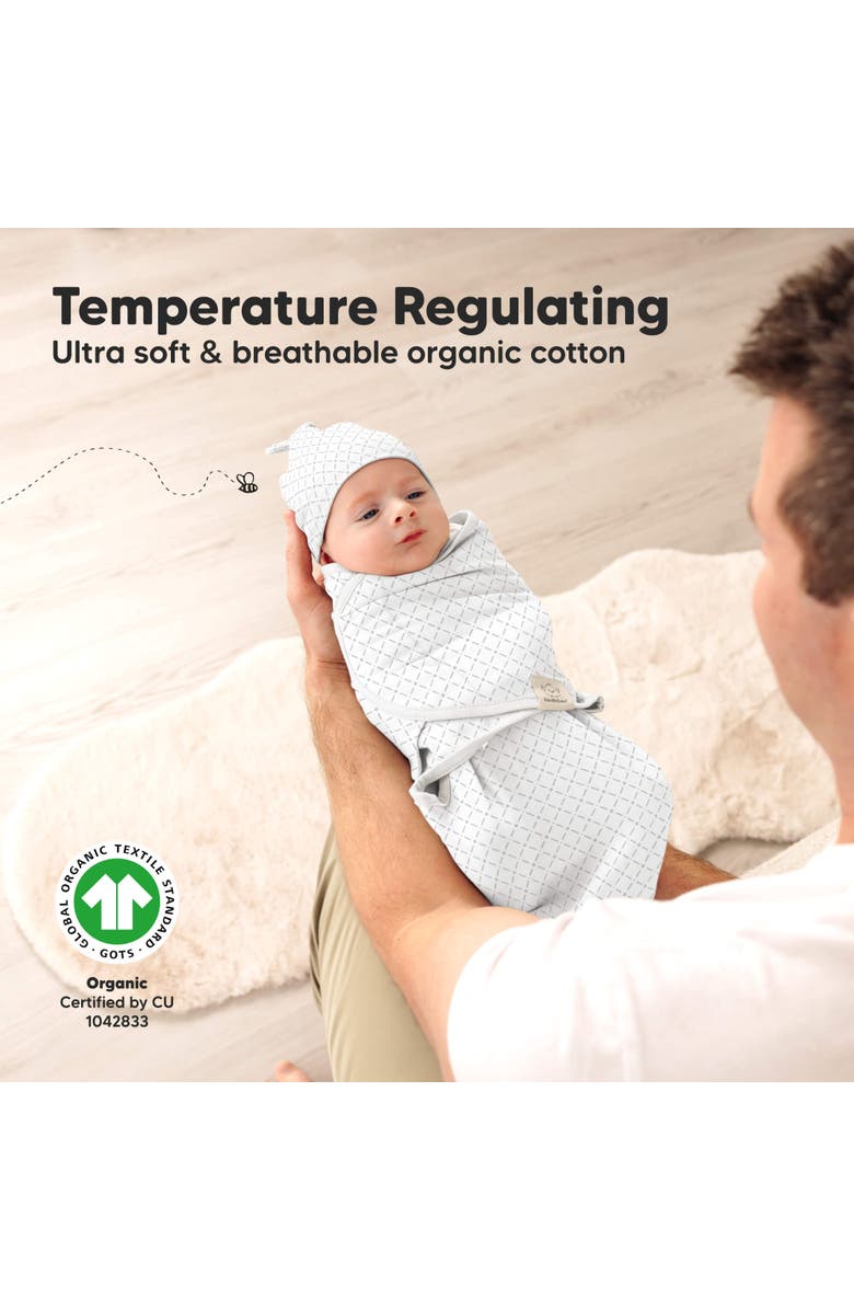 KeaBabies 3-Pack Soothe Swaddle Wraps with Knot Hats, Alternate, color, Nordic