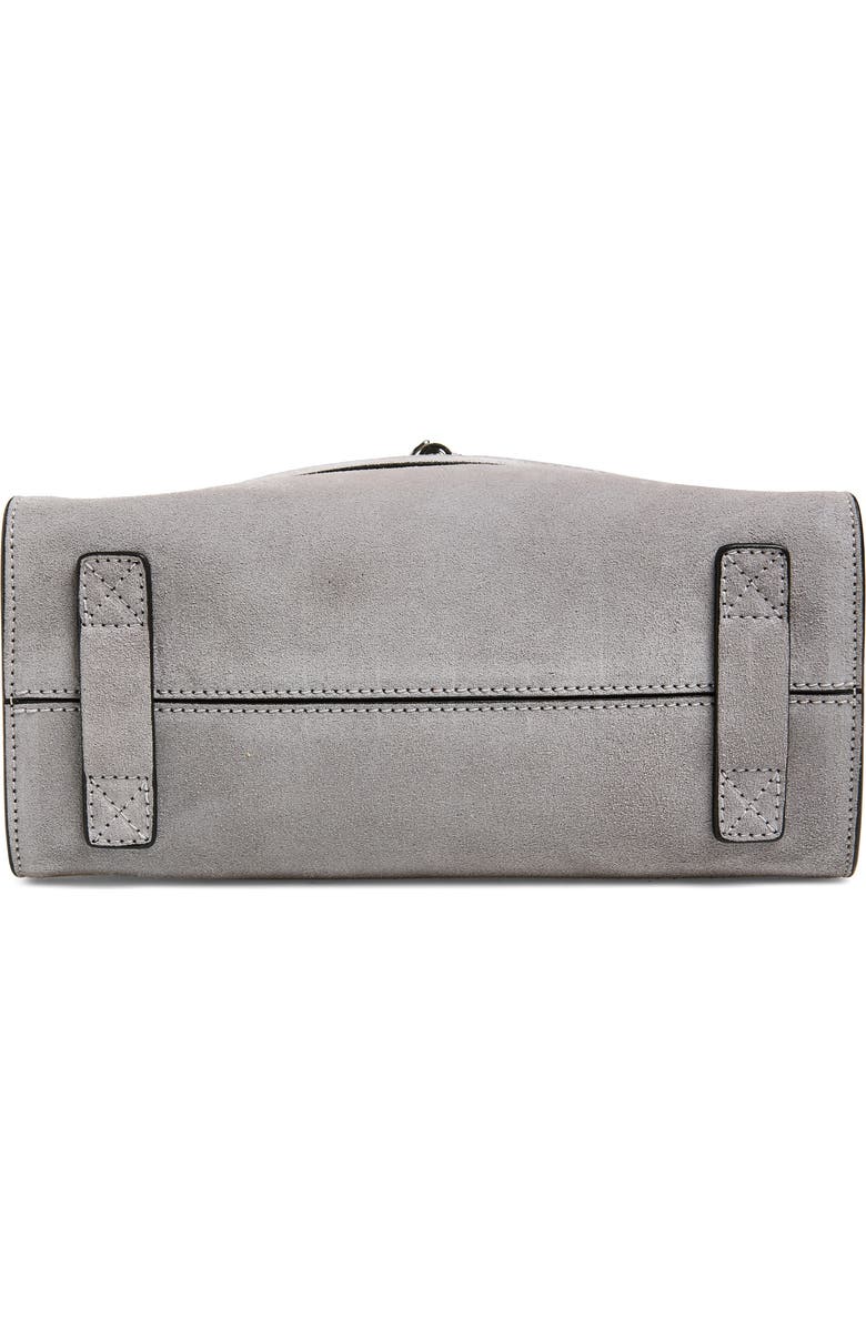 Moschino Tie Me Suede Handbag, Alternate, color, Grey 01A Of0