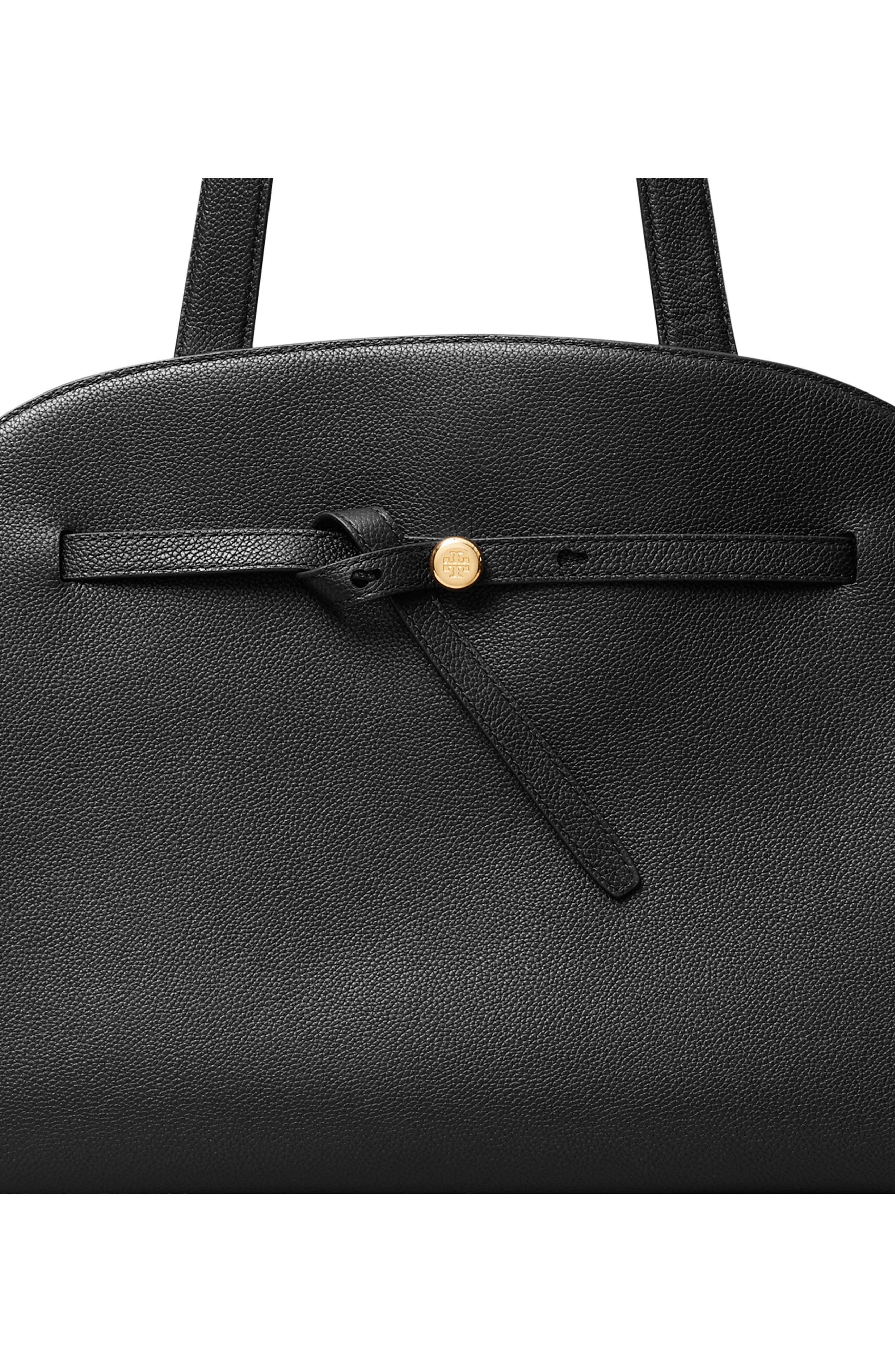 Large Romy Bauletto Leather Handbag, Alternate, color, BLACK