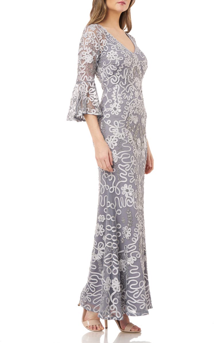 JS Collections Soutache Embroidered Trumpet Gown, Alternate, color, 