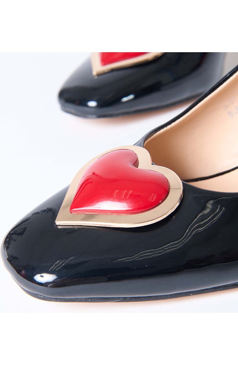 Unique Vintage Heart Leatherette Slingback Heels, Alternate, color, Patent Black W/ Heart