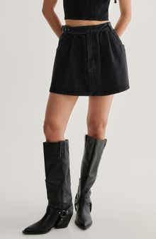 NASTY GAL Belted Denim Miniskirt