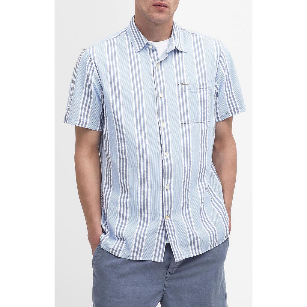 Barbour Stonebay Stripe Short Sleeve Cotton Seersucker Button-up Shirt