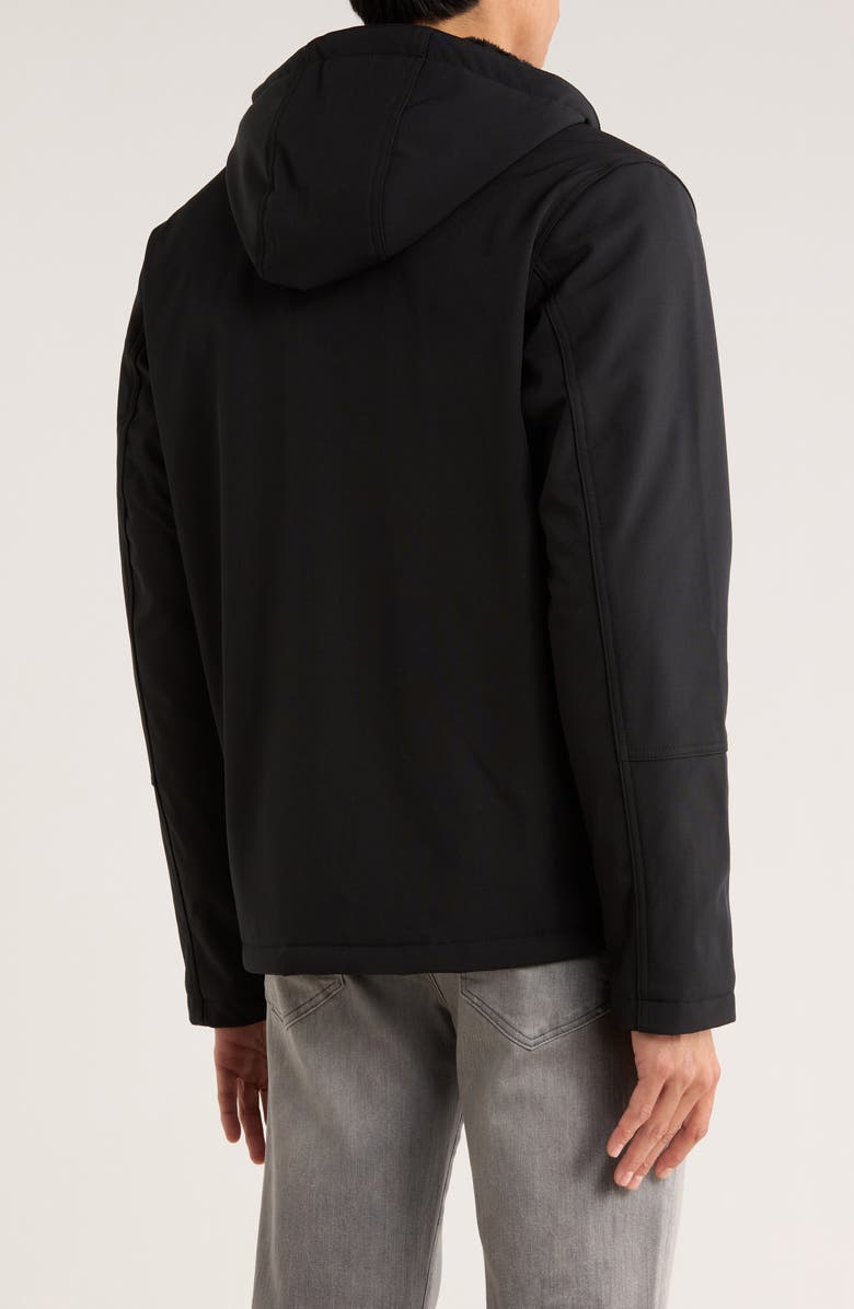 HAWKE & CO Waterproof Faux Shearling Lined Softshell Down Jacket, Alternate, color, Black