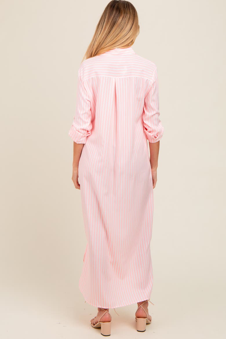 Striped Button Down Maxi Dress, Alternate, color, Pink