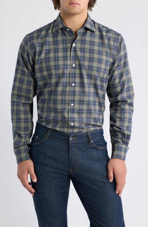 Dean Performance Flannel Plaid Button Up Shirt