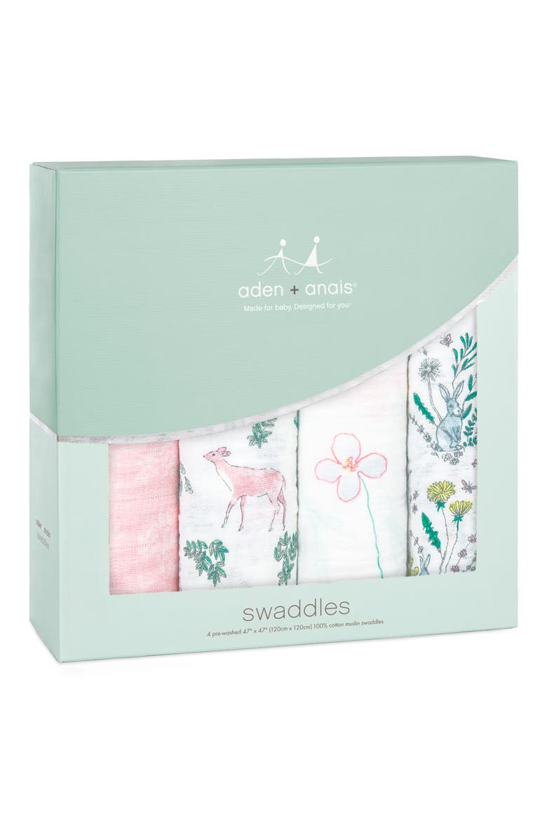 4-Pack Classic Swaddling Cloths, Alternate, color, FOREST FANTASY