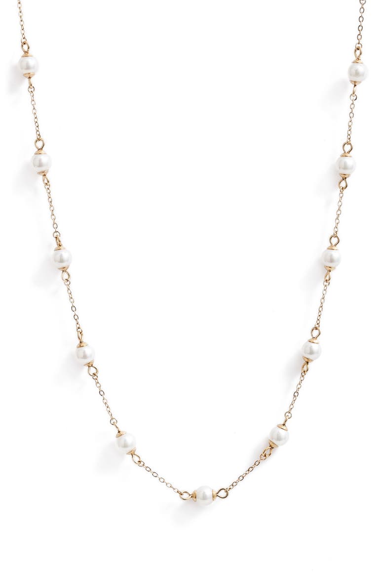 Imitation Pearl Necklace, Main, color, GOLD