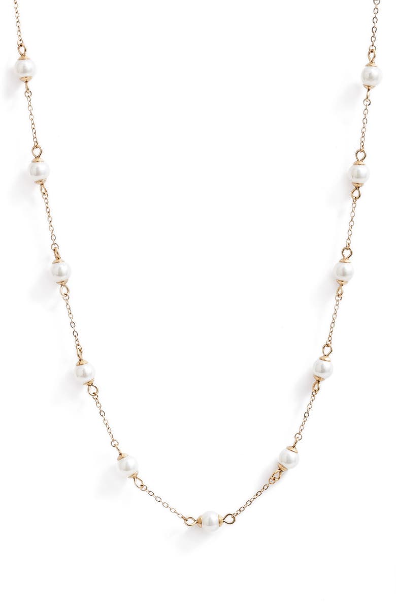 Knotty Imitation Pearl Necklace, Main, color, 