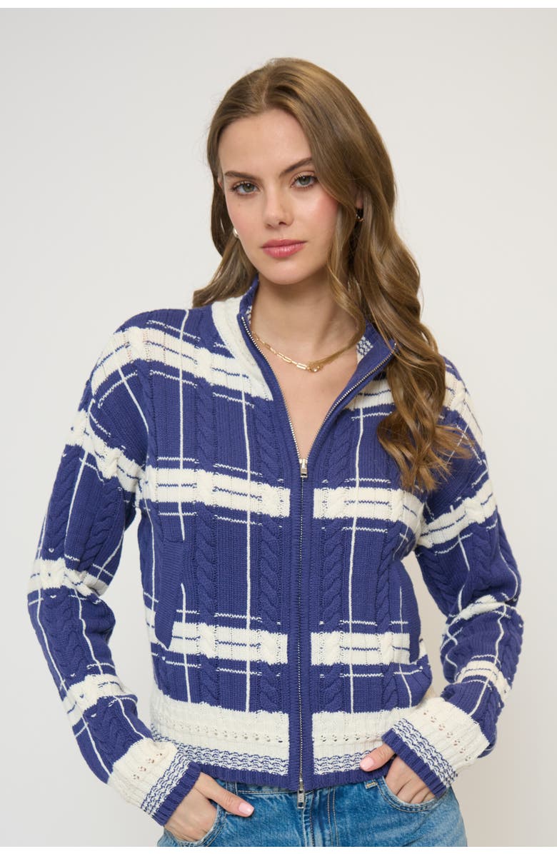 Central Park West Eden Specialty Stitch Bomber, Main, color, Blue Multi