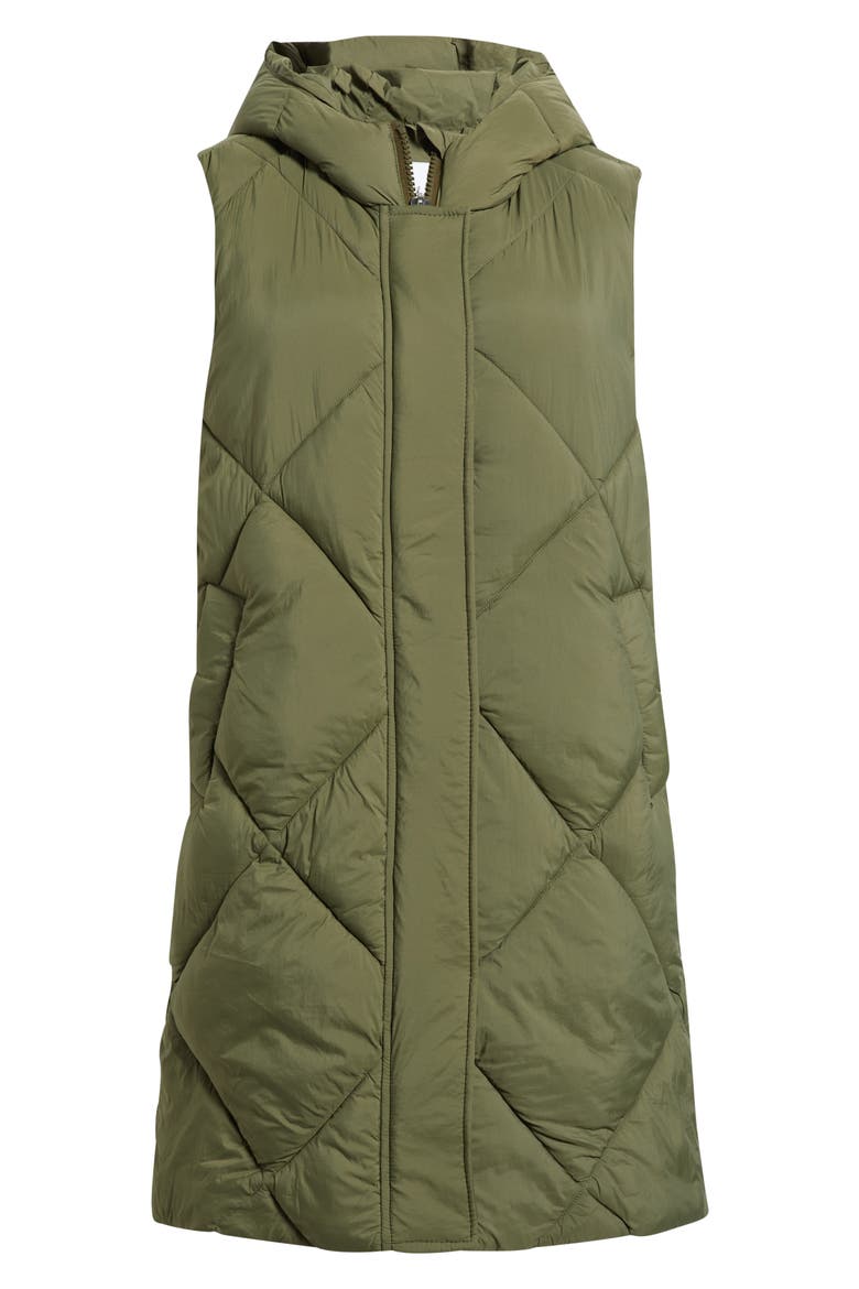 Quilted Hooded Puffer Vest, Alternate, color, LODEN