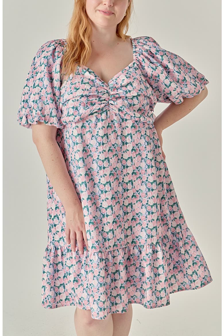 Floral Puff Sleeve Minidress, Alternate, color, LILAC PINK