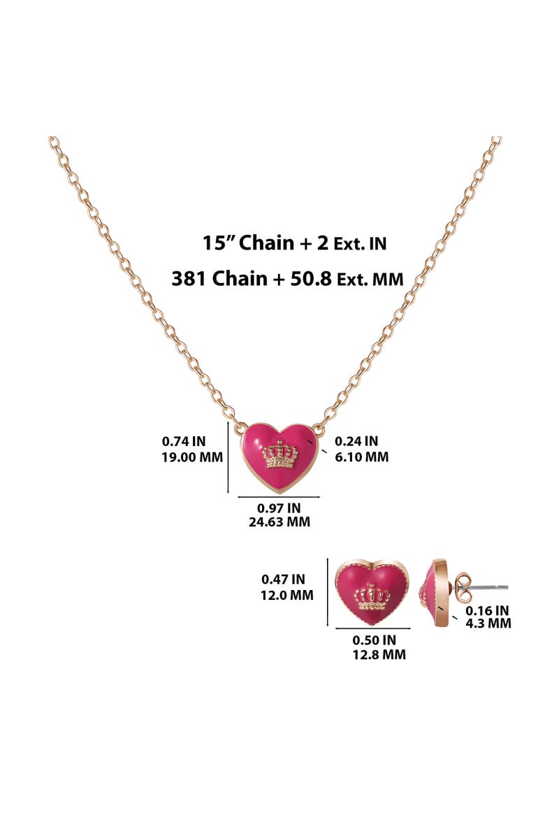 Crown Heart Necklace & Earring Set, Alternate, color, gold, red