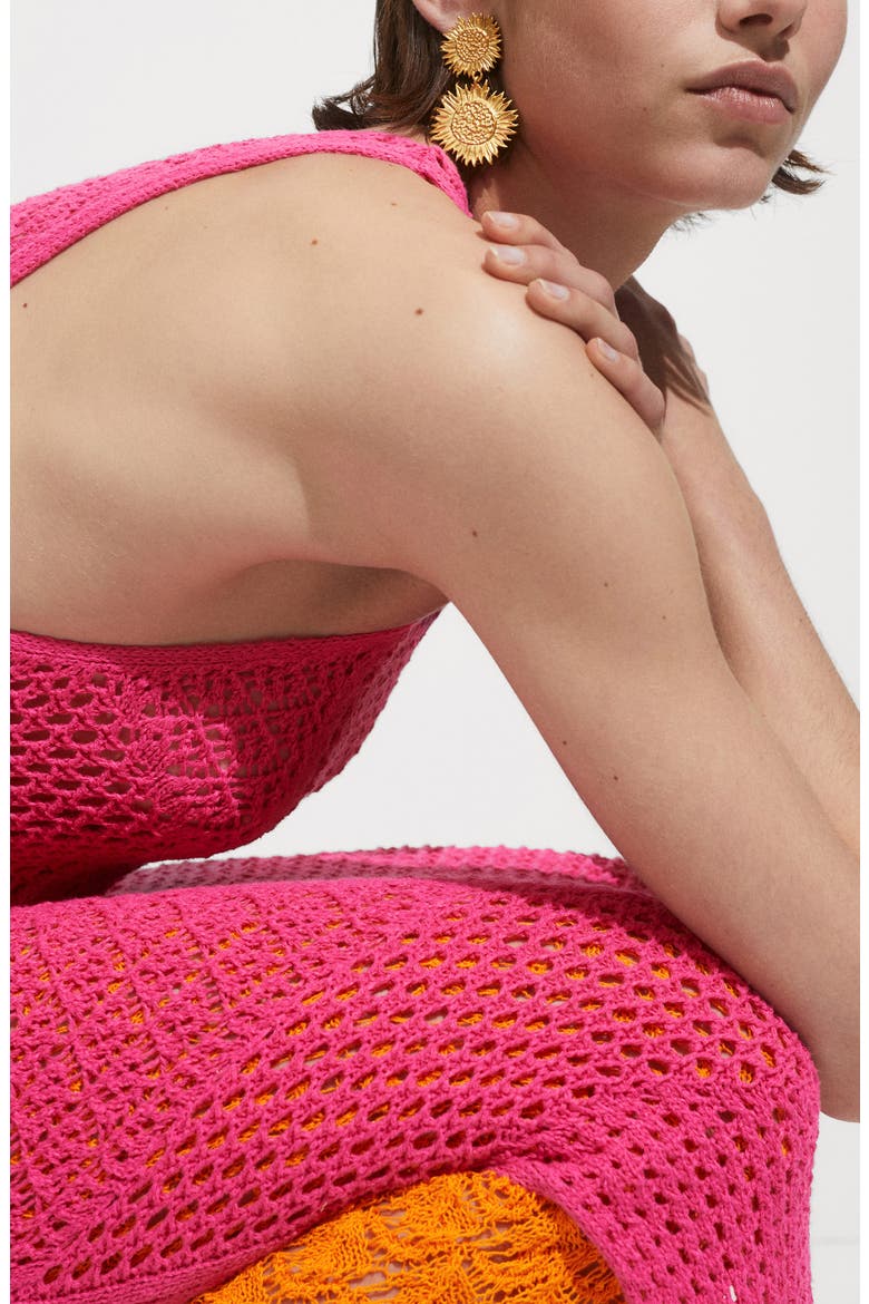 Open Stitch Maxi Cover-Up Dress, Alternate, color, FUCHSIA