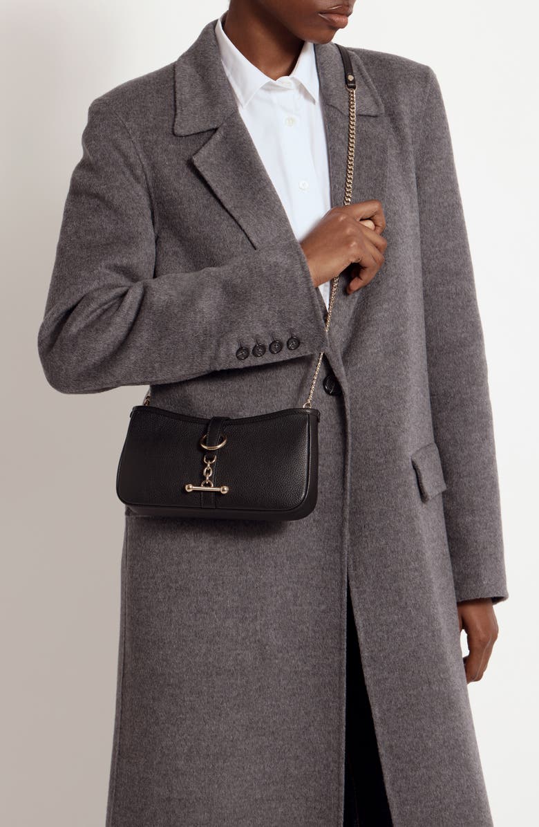 Strathberry Kite Leather Wallet on a Chain, Alternate, color, Black