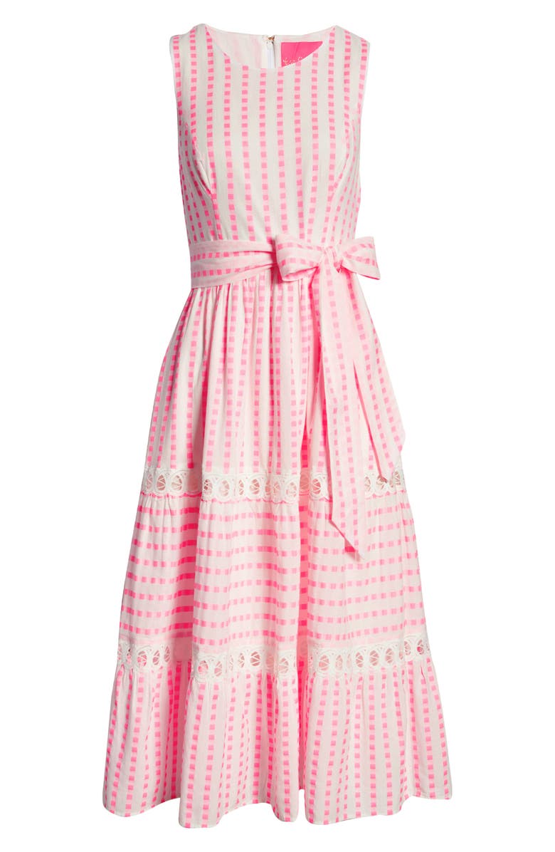 Lilly Pulitzer<sup>®</sup> Maybella Gingham Lace Inset Cotton Dress, Alternate, color, 