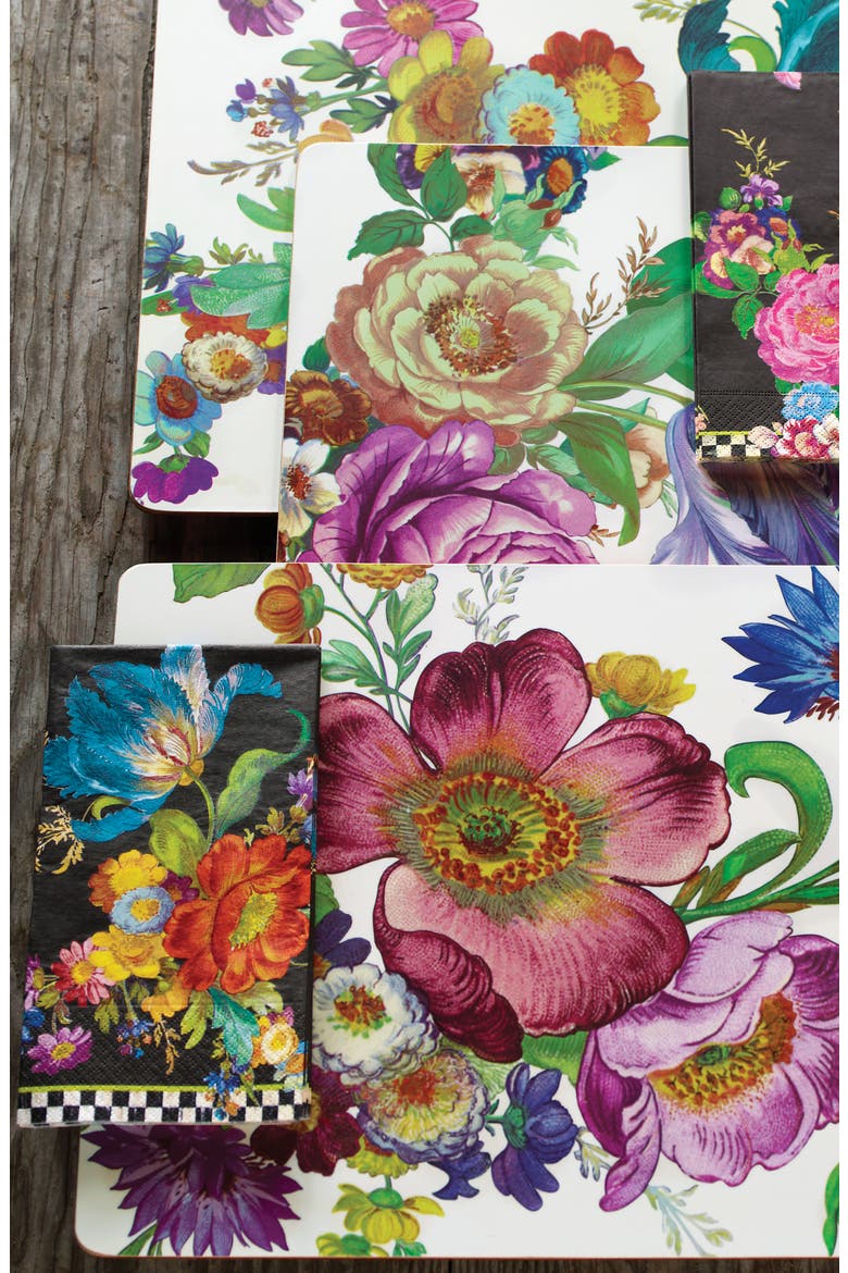 Flower Market Set of 4 Placemats, Alternate, color, WHITE MULTI