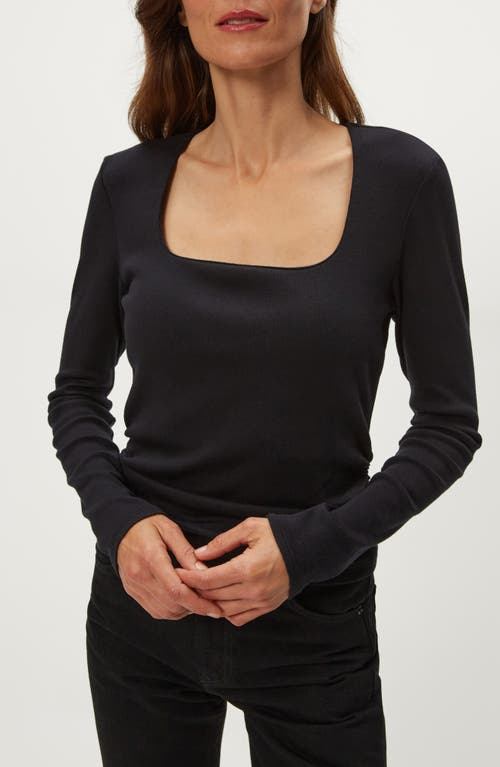 Michael Stars Sarah Long Sleeve Square Neck T-shirt In Black