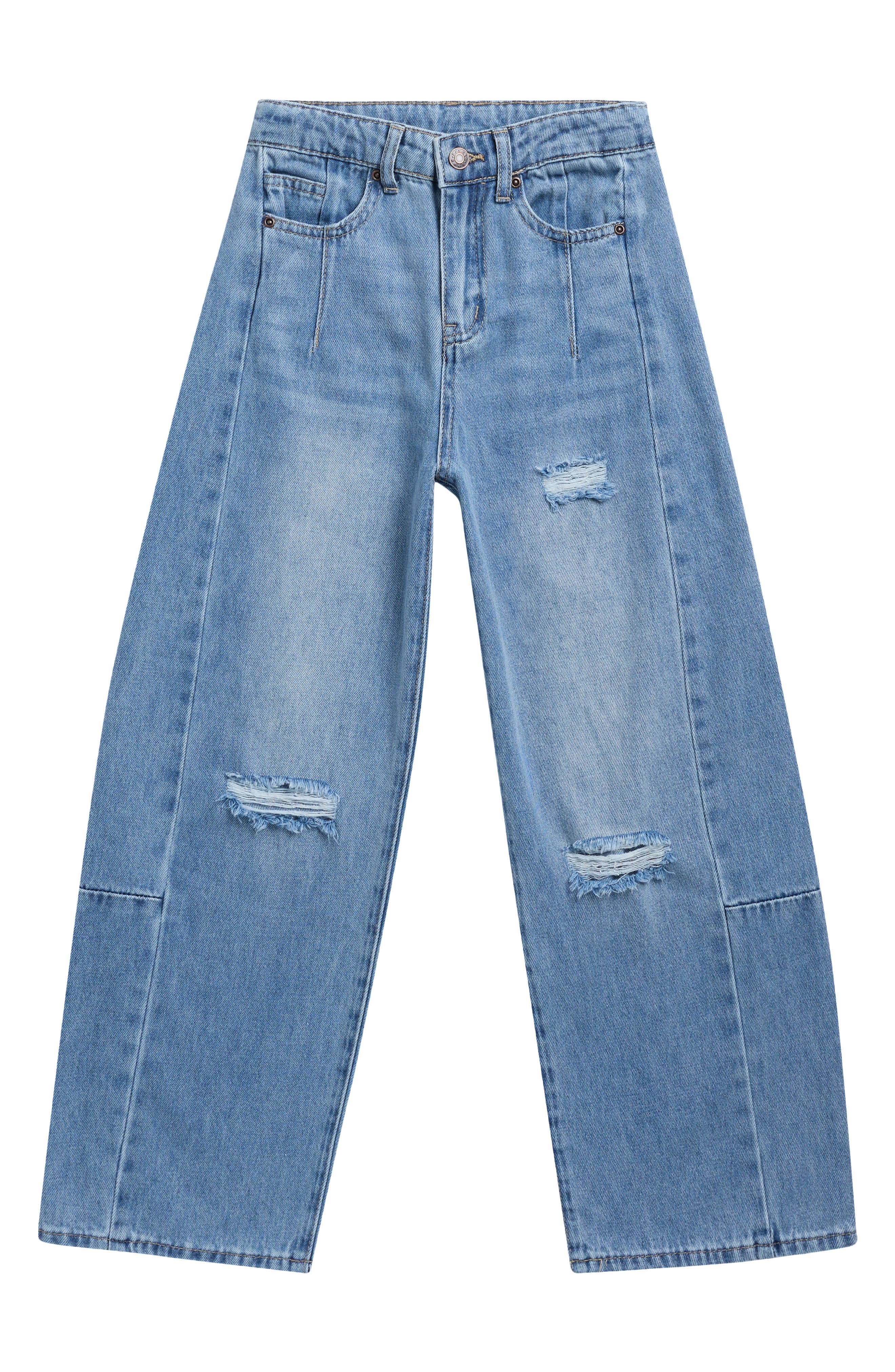 Kids' Distressed Barrel Leg Jeans