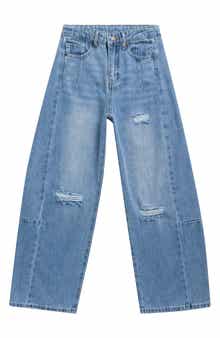 Kids' Distressed Barrel Leg Jeans