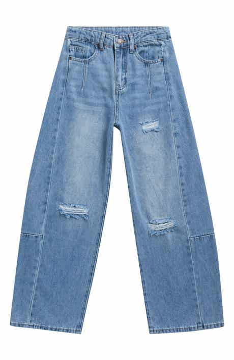 Kids' Distressed Barrel Leg Jeans