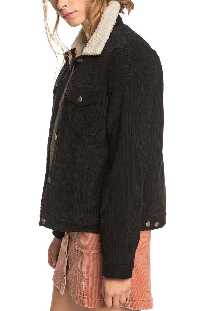 Roxy Good Fortune Fleece Trim Cord Jacket, Alternate, color, 