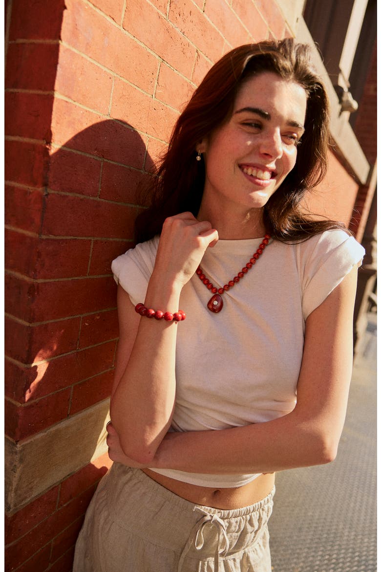 Jane Beaded Bracelet, Alternate, color, RED