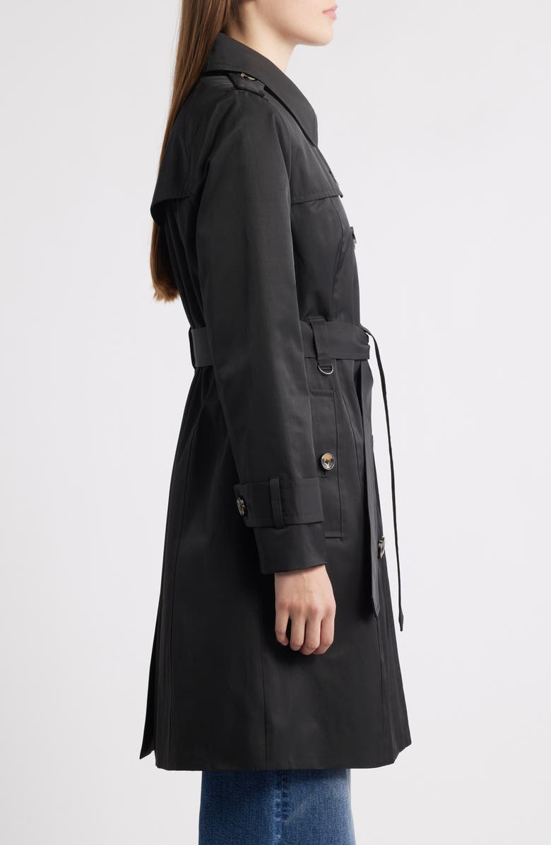 London Fog Double Breasted Trench Coat, Alternate, color, Black